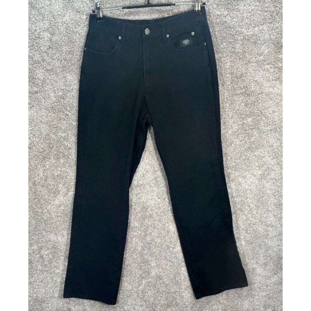 Harley Davidson Jeans Womens 8 Black Moto Biker Actual‎ 28X30 Mid Rise Straight
